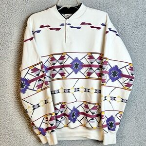 Vtg 90s Art Unlimited Sportswear Aztec tribal southwestern Print Sweatshirt Sz L
